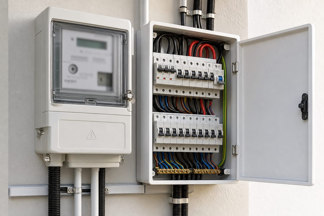 Exemple : compteur et tableau électrique après raccordement solaire